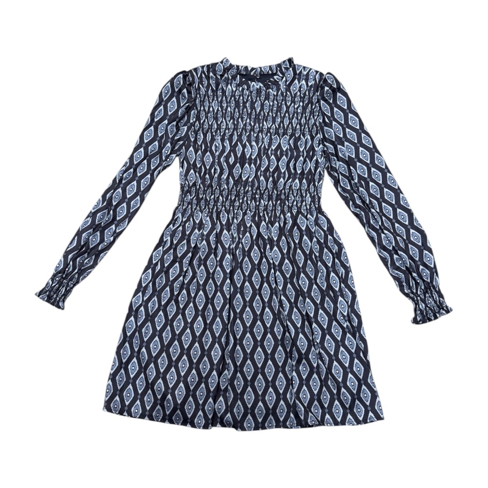 Mayoral Silk/Satin Feel Blue Geometric Dress